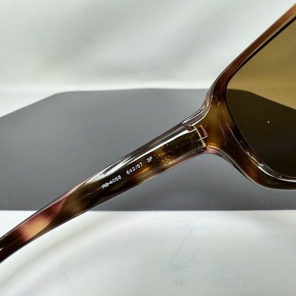 RAY BAN RB 4068 642/57 HAVANA Glass POLARIZED Lenses SUNGLASSES 60-17 - Picture 5 of 10